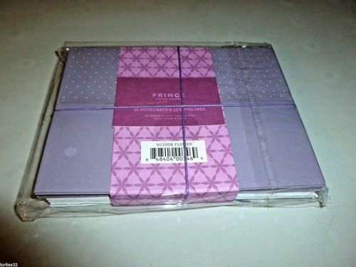 PURPLE SILVER FLORAL THANK YOU SOFT LINEN 12 NOTE CARDS & ENVELOPE SET - Picture 4 of 4