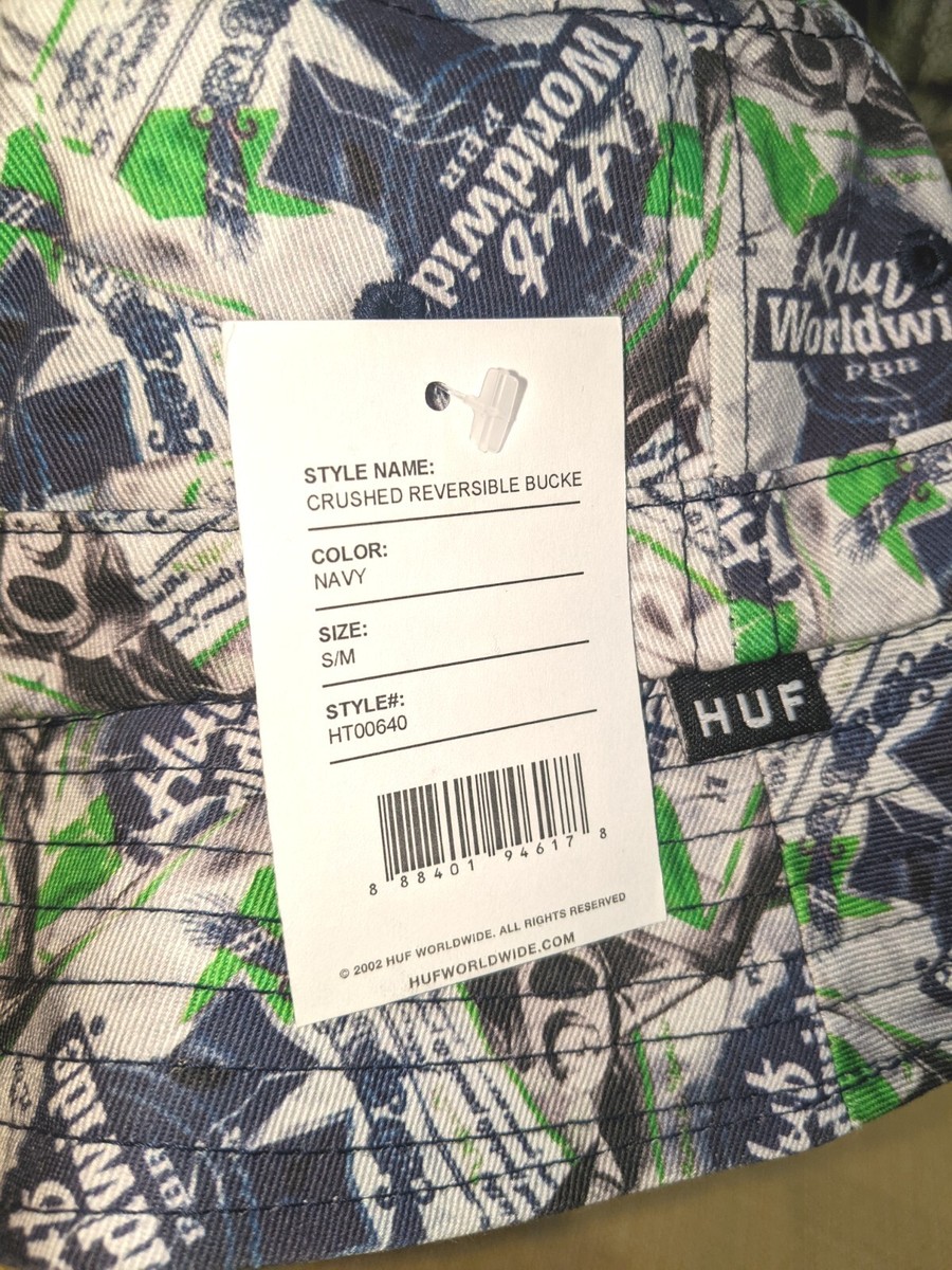 リバーシブル【HUF x Pabst】Blue Ribbon Crushed Bucket Hat HUF X PABST BLUE RIBBON/ハフ×パブストブルーリボン CRUSHED