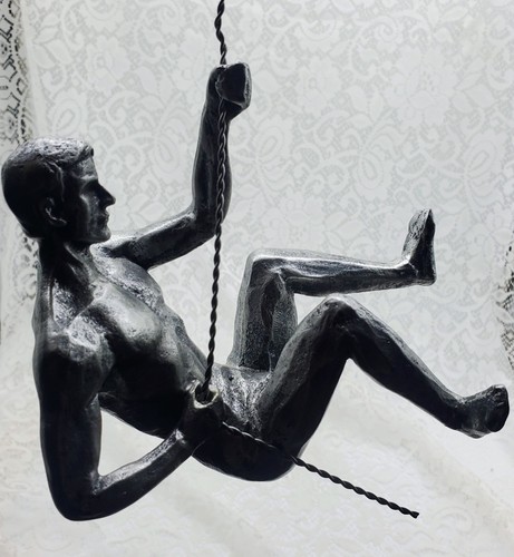 Statue Climbing Man Wall Art Home Decor Hanging 3D Sculpture Resin Silver 7" in. - Picture 3 of 14