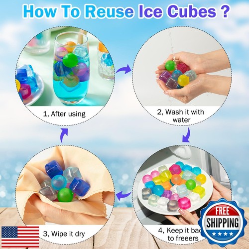 Cubo de hielo reutilizable Havawish 200 piezas a granel, plástico colorido redondo y cuadrados para - Imagen 4 de 5