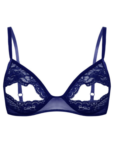 Women's Lace Floral Open Tip Bra Wire-Free Unlined Push Up Top Nightwear - Picture 82 of 103