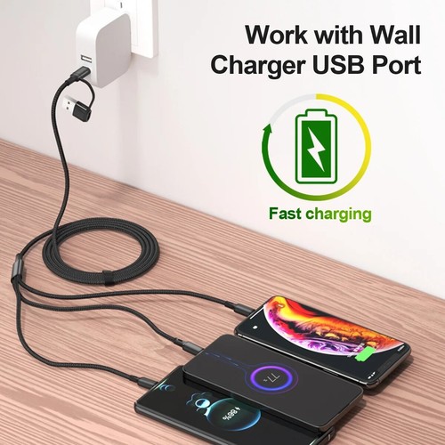 USB Type C Multiple Port Charger Cable 1.2m Usb 3 In 1Universal Charging Cord - 第 2/14 張圖片