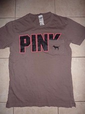 VICTORIAS SECRET PINK NEW CAMPUS "PINK" SCOOPNECK/CREW POCKET DOG TEESHIRT NWT