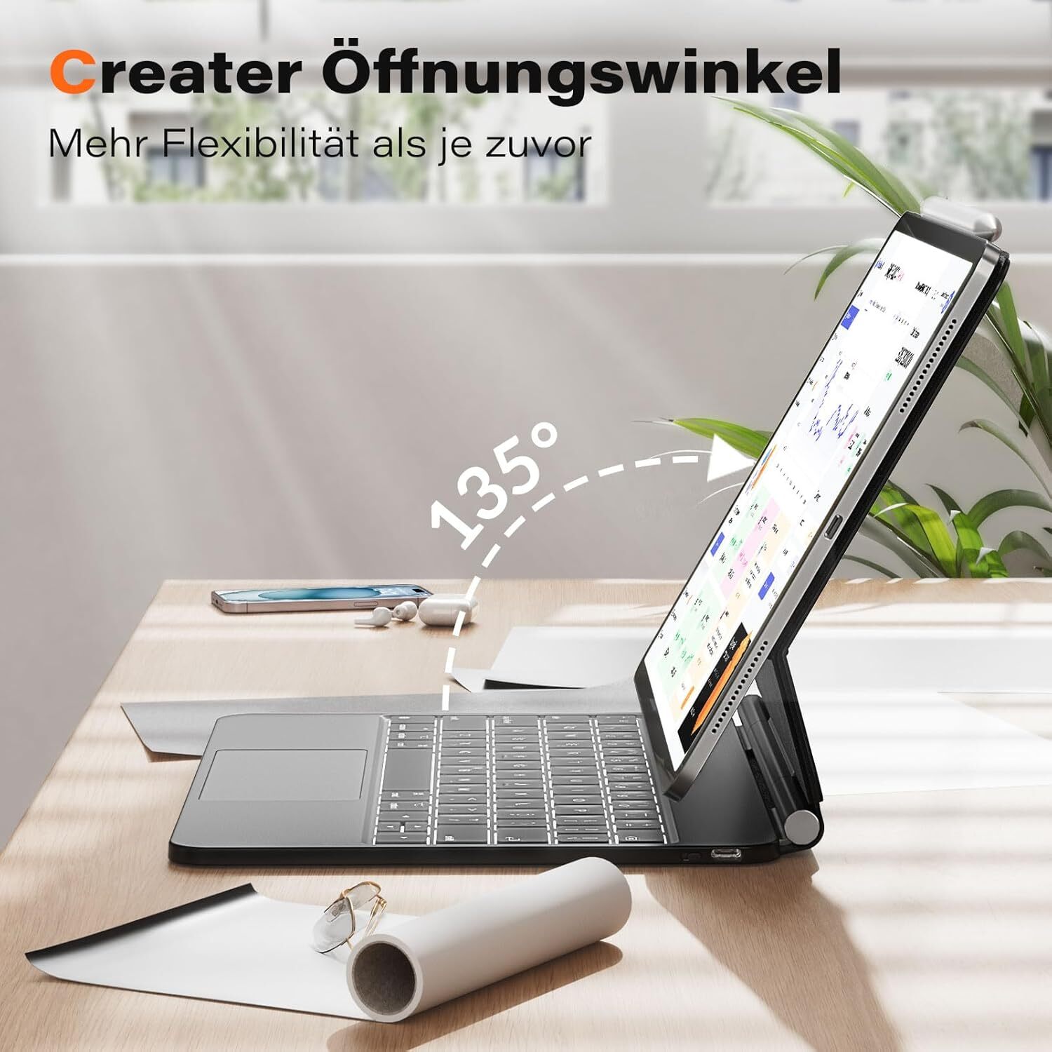 Magic Keyboard für iPad Pro 12.9 Backlit Bluetooth Tastatur mit Trackpad 6,5,4th