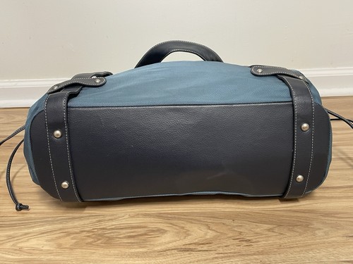 Ellen Tracy Travel Bag, DuffleTote Blue/Turquoise Convas Large bag - Picture 7 of 15