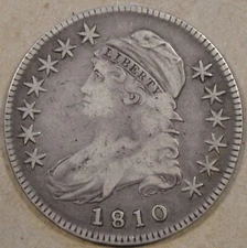 1810 Capped Bust Half 50c VF Old Small X Scratched on Obv. and Rev.