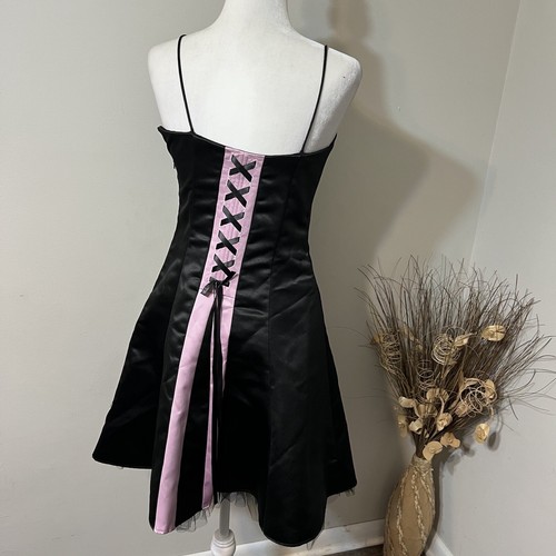 Jessica McClintock Gunne Saxophon Satinriemen schwarz Krawatte Rücken rosa Tüll Kleid Gr. 7/8 - Bild 3 von 13