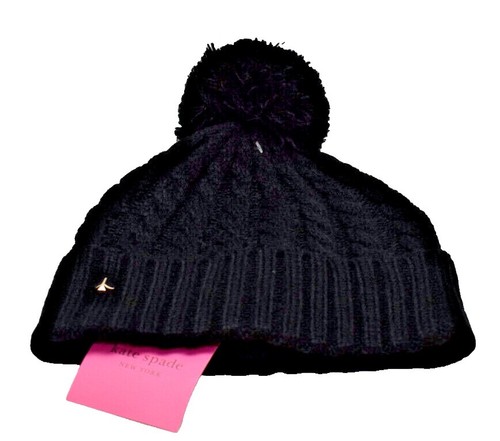 NEW Kate Spade Have A Nice Day Graphic Print Beanie Pom Pom 