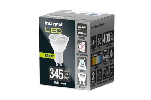 Integral 3.4W (50w) GU10 Spotlight Bulbs, 400lm, Non-Dim - 2700K | 4000K | 6500K - Picture 5 of 33