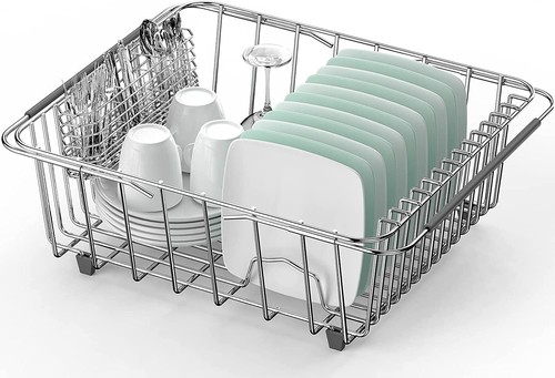 Sink Dish Drying Rack Adjustable 304 Stainless Steel Metal Expandable Large size - Picture 10 of 14