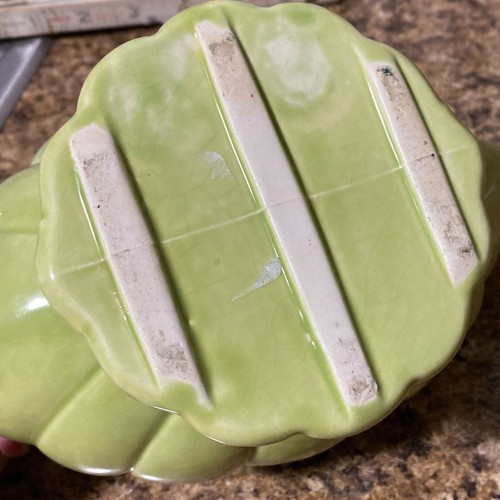 Vintage 1940s or 1950s art clay pot in lime green glaze 8" x 5" unsigned - Picture 4 of 4