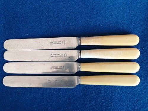 5 vintage G Butler & Co 170mm butter/fruit knives. Ivorine handles. Early 1900s. - Picture 3 of 9