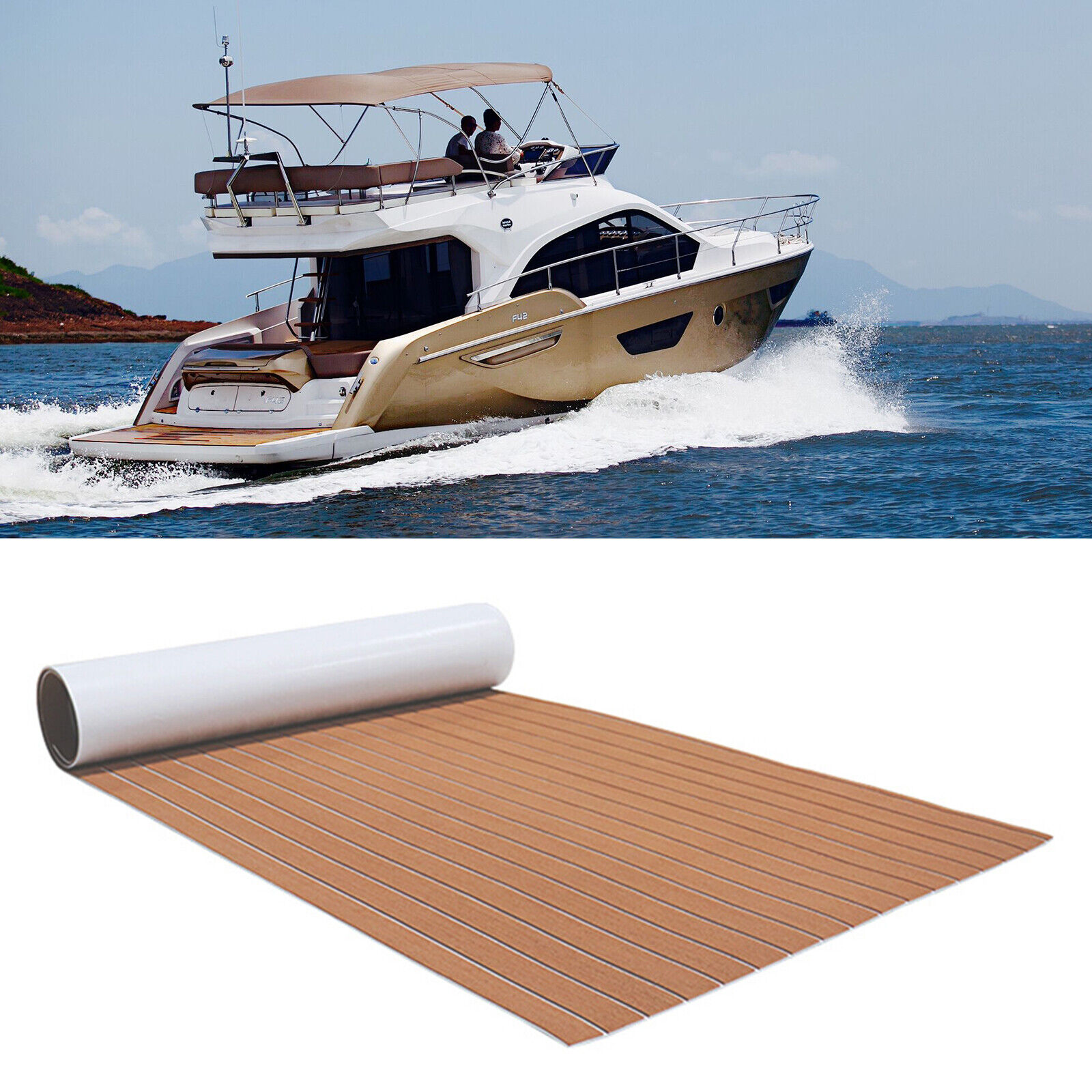 6mm EVA Teak Schaum Boot Yacht Bodenbelag-Matte Deck Teppich Selbstklebend DHL