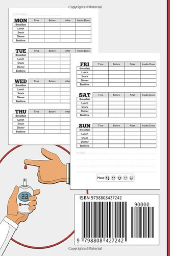 Diabetes Log Book Pocket Size For Recording Blood Sugar Levels: Mini Log Book 4 - Picture 2 of 12
