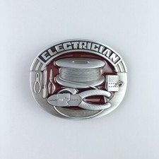 Vintage Enamel Trades Tradesman Electrician Tool Belt Buckle Boucle de Ceinture