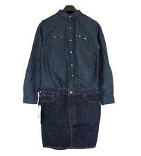 Levi's Women's Western Denim Dress Red Tab Long Sleeve Collar Shirt Short Skirt