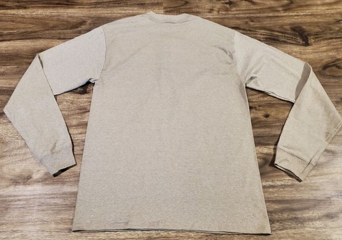 NWOT Hanes Beefy Men's Medium Long Sleeve Henley T-Shirt Heathered Beige Tan - Picture 4 of 4