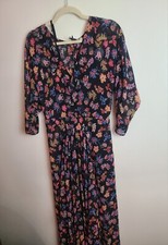 Anthropologie HD in Paris Womens Black Floral Sheer Maxi Dress Staggered Hem 6