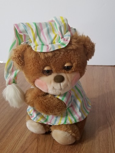 Vintage Fisher Price Sleepy Teddy Bear Brown 1985 Plush No Blanket 1401 Nightcap - Picture 2 of 24