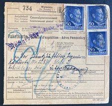 1944 Warsaw Poland Parcel Cover to Drutte Neuengamme Concentration Camp