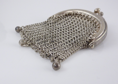Antikes Altes Säckchen Geldkatze Geldbeutel Metall Alpacca Versilbert 7,5 x 5cm - Bild 5 von 11