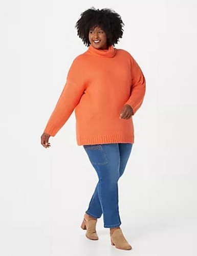 G.I.L.I. Long Sleeve Oversized Turtle Neck Sweater Spring Orange S New Gili - Picture 3 of 4