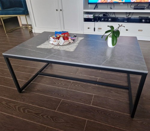 Couchtisch Modern Grau Marmor Optik Wohnzimmertisch Sofatisch Salontisch 100x60 - Bild 6 von 10