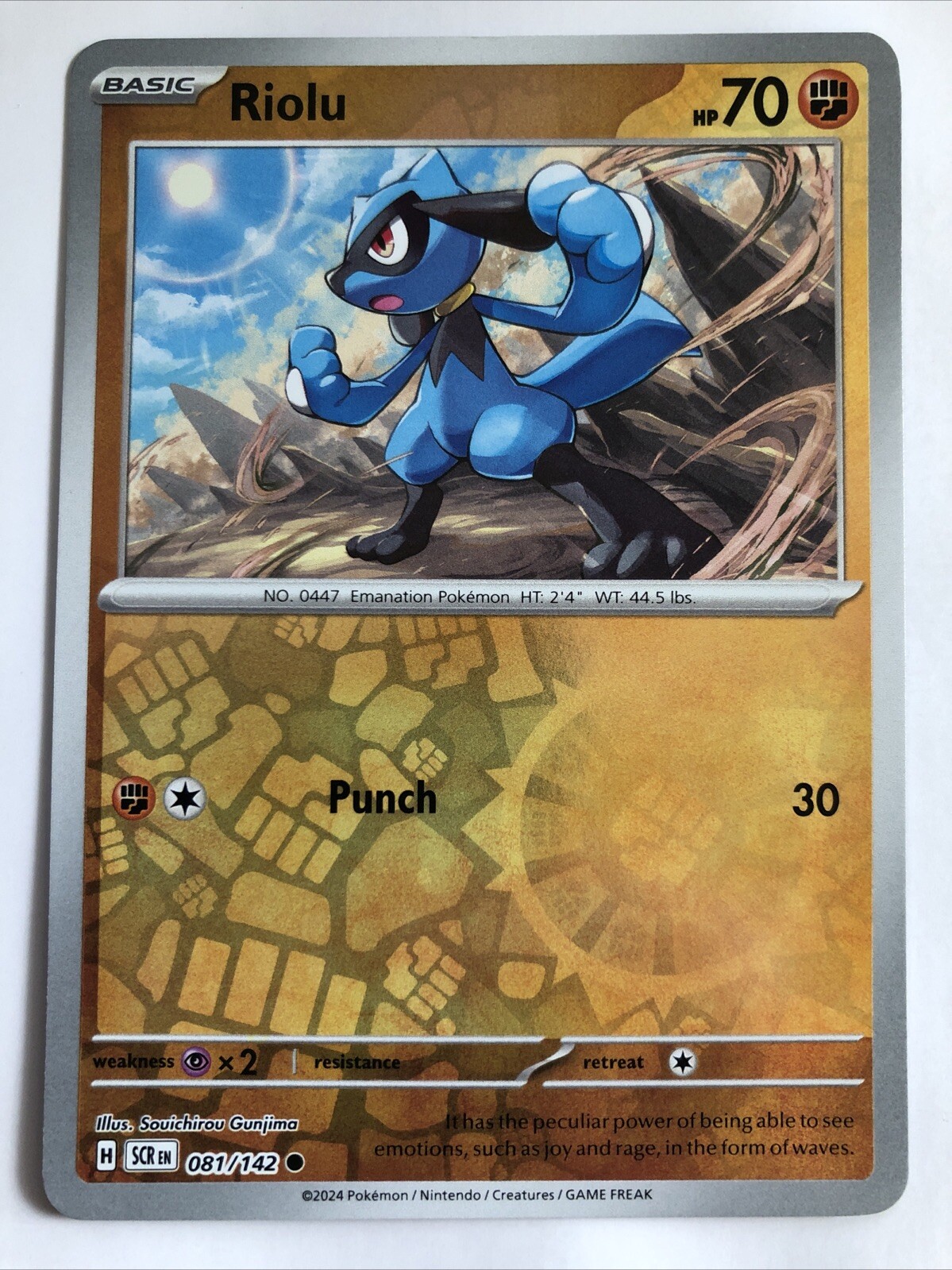 Pokémon TCG Stellar Crown Riolu Reverse Holofoil 081/142 NM