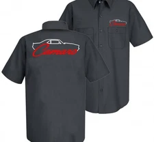 Mechanic Style Button Up Shirt w/ 1st Generation Chevrolet Camaro Logo / Emblem
