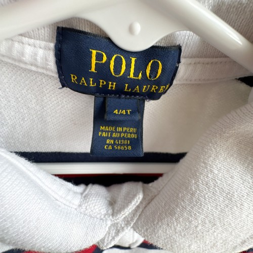 Polo by Ralph Lauren Boys Polo Shirt Red Blue Stripe Size 4/4T 100% cotton - Picture 2 of 8