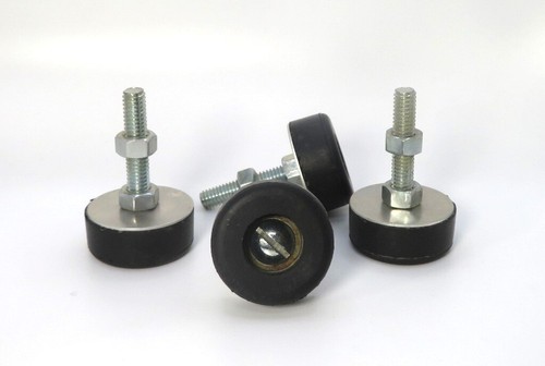 4 ADJUSTABLE RUBBER BUMPER FEET LEVELERS 19/32" Thick 1 3/8" Diameter - Picture 4 of 10