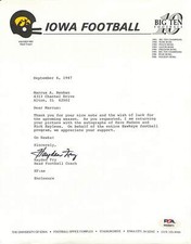 Hayden Fry Football Coach Signed TLS Letter University of Iowa PSA/DNA 185267