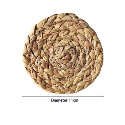 Round Weave Rattan Placemats Natural Straw Cups Mat Dining Table Mat Pot Holder - Picture 19 of 22
