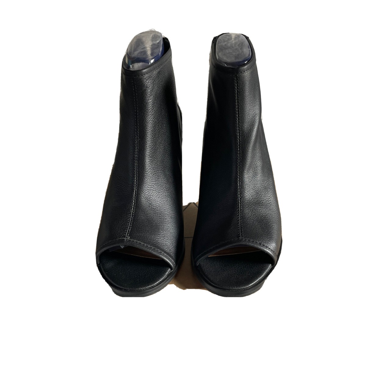Black ankle booties open toe top