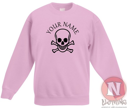 Personalised Pirate sweatshirt Children's kids Skull & Crossbones Just add name - Picture 7 of 13