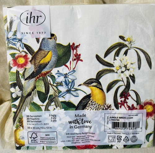 TROPICAL EXOTIC JUNGLE BIRDS LUNCHEON IHR Paper Napkins-20 Count - Picture 2 of 2