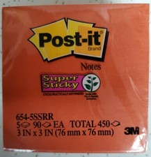 Post-it Super Sticky Notes 3" x 3"  5Pk, 90 each