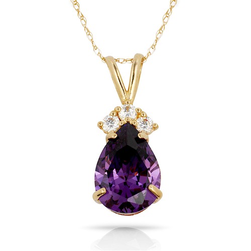 14k Yellow Gold CZ Pear Cut Pendant - Picture 2 of 12
