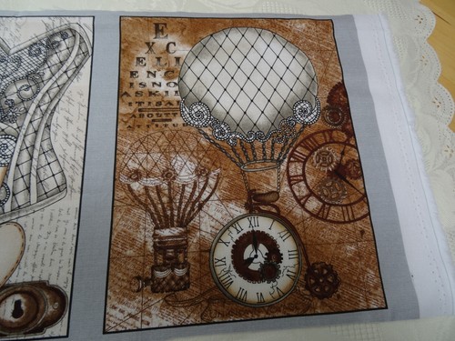 Schöner Stoff Baumwolle Panel Stoff STEAMPUNK STIL ca. 21cm x 54cm Basteln DIY - Bild 10 von 11