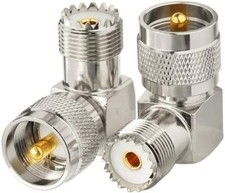 UHF PL259 Male to UHF SO239 Female Right Angle 90 Degree Copper Adapter 2-Pack