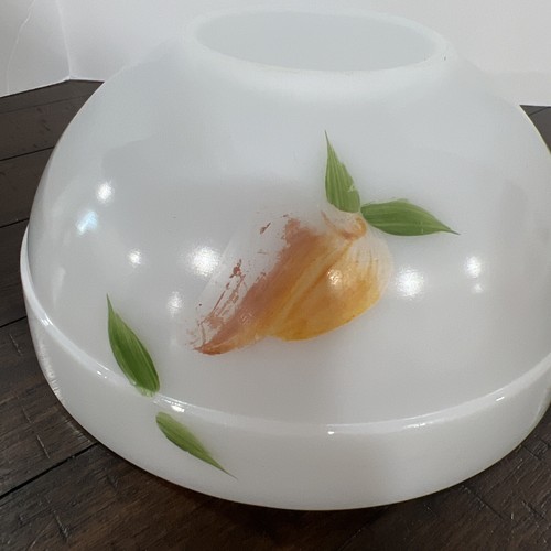 Vtg Anchor Hocking Fire King Milk Glass Bowl With Painted Fruit - Set of 2 7&8” - Picture 6 of 11