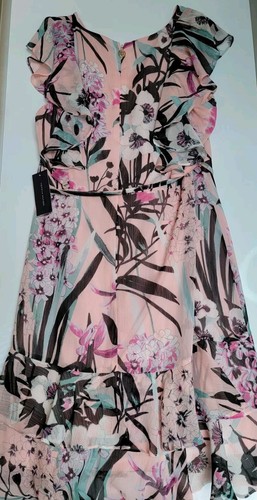 NWT tommy hilfiger women's dress size 14 Flowy Floral Chiffon V Neck Zipper - Picture 5 of 8