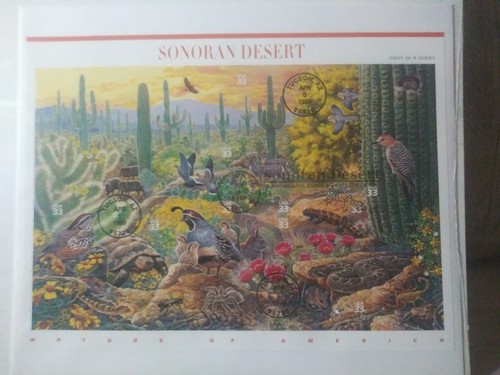 2 USPS Sonoran Desert 10 Stamps Sheets 1 First Day Of Issue 1999 33 Cents New... - Picture 2 of 8