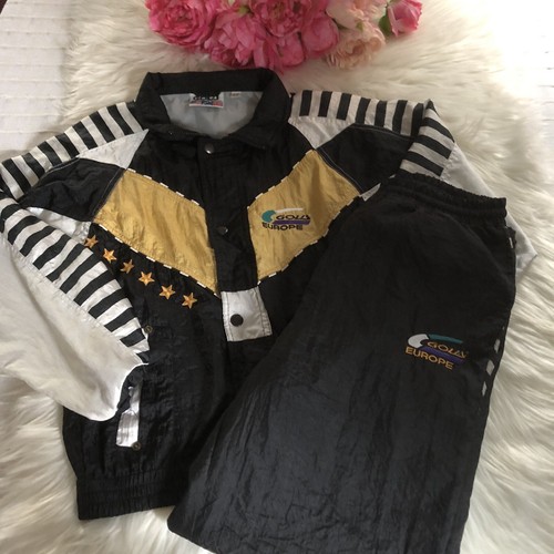 Boys Vintage Gola Europe ‘92 Shell Suit Size30 L26 Age 9-10 Black Mix Tracksuit