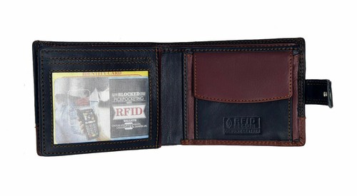 Morucha Herren RFID-blockierend echtes weiches Leder Passcase Geldbörse M75 schwarz braun - Bild 3 von 7