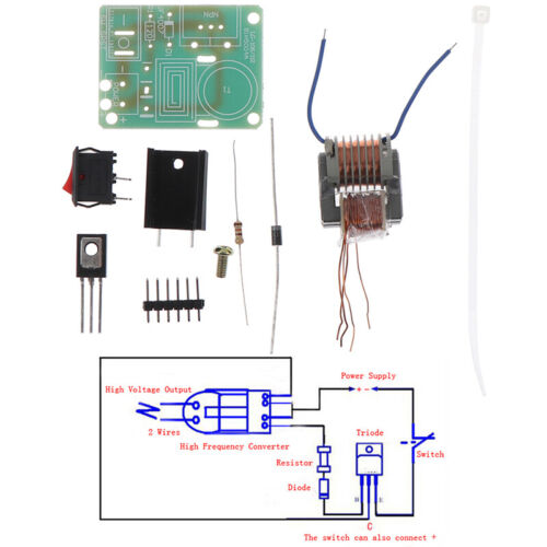 15KV High Voltage Inverter Generator Spark Arc Ignition Coil Module DIY Kit 3.7V - Picture 2 of 8