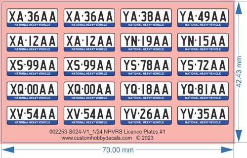 NHVRS Licence Plates #1 & #2 - 1/14 1/16 1/18 1/24 1/25 1/50-Water & Vinyl Decal - Picture 2 of 3