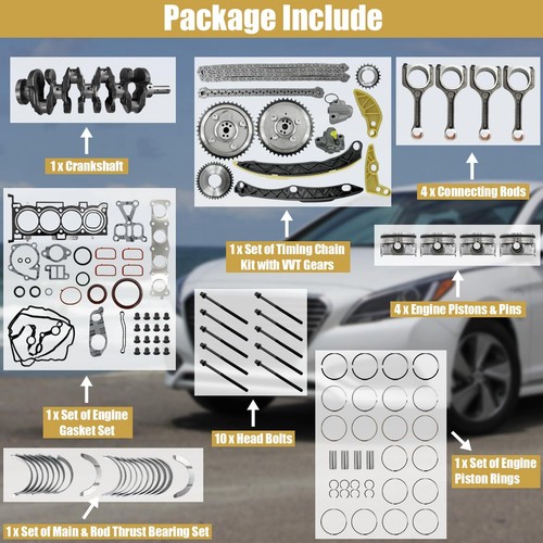 Engine Full Rebuild Overhaul Piston Kit for Hyundai Kia 2.4L GDI G4KJ Engine - Foto 7 di 16