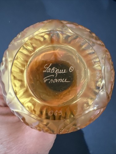 Lalique Crystal Arabesque Amber Vase Mint Condition Gorgeous Color! - Picture 8 of 8