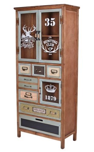 Vitrine Industriemöbel Küchenbuffet Holz Küchenvitrine Wohnzimmerschrank Loft  - Bild 1 von 4